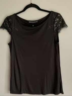 White House Black Market Black Cao Sleeve Sequin Lace Tank